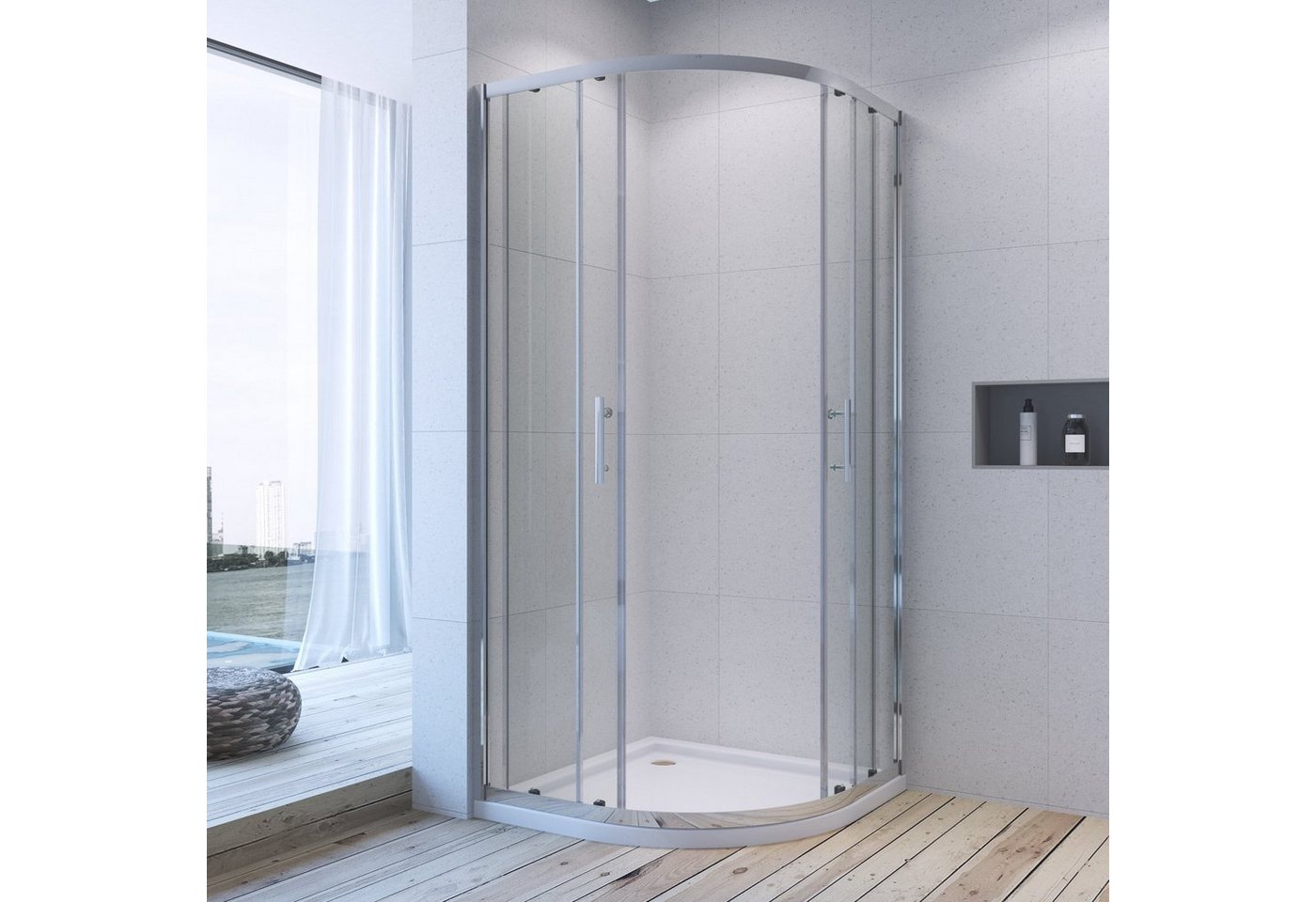 AQUABATOS Runddusche Duschkabine Viertelkreis 80x80cm Runddusche Halbrund Dusche, Einscheiben-Sicherheitsglas (ESG) Bild 5