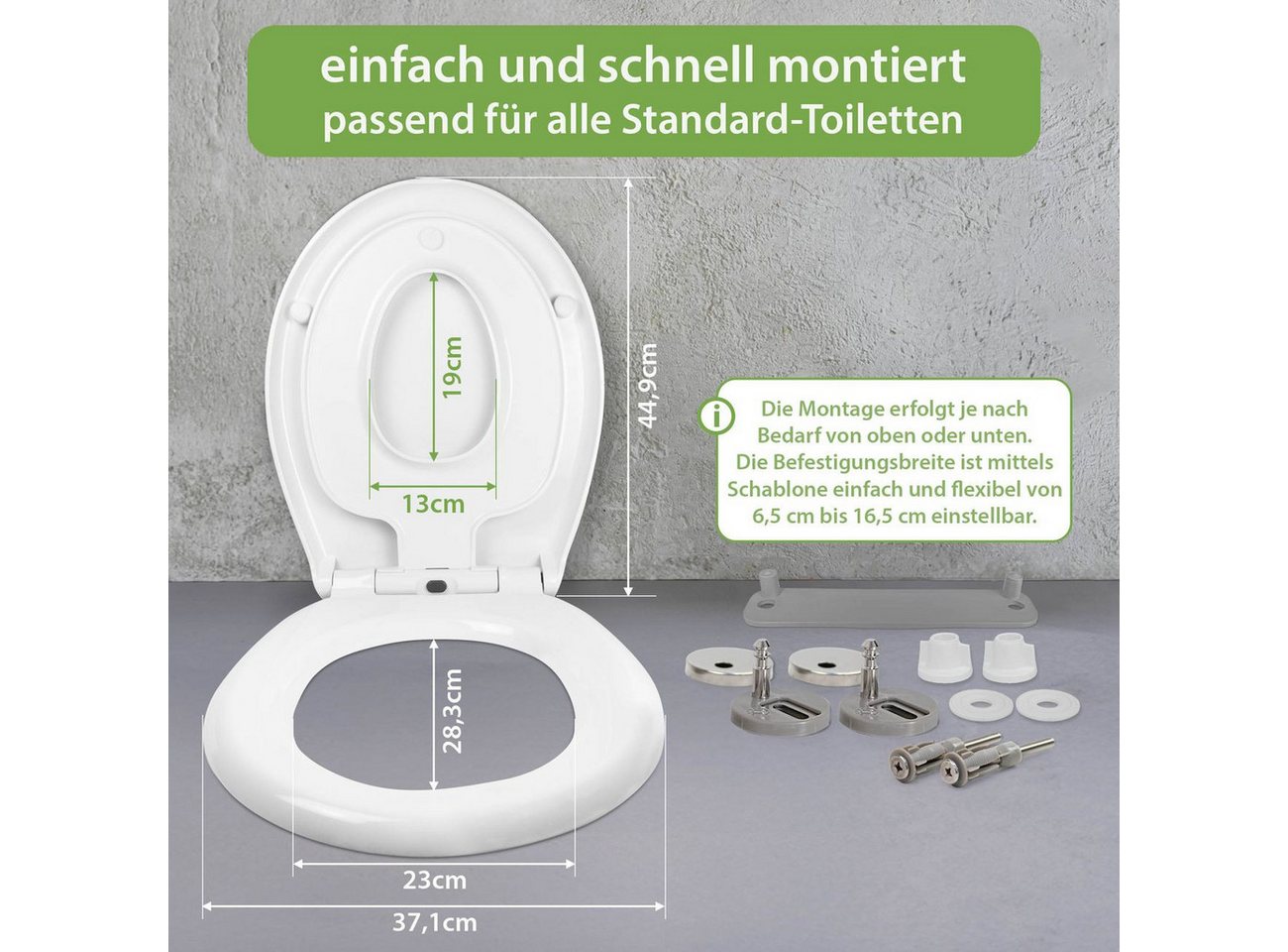 banjado WC-Sitz mit Kindersitz Motiv Fröhliche Tiere (mit Kindersitz, integrierte Scharniere), 44,9 x 37,1 x 5 cm Bild 4