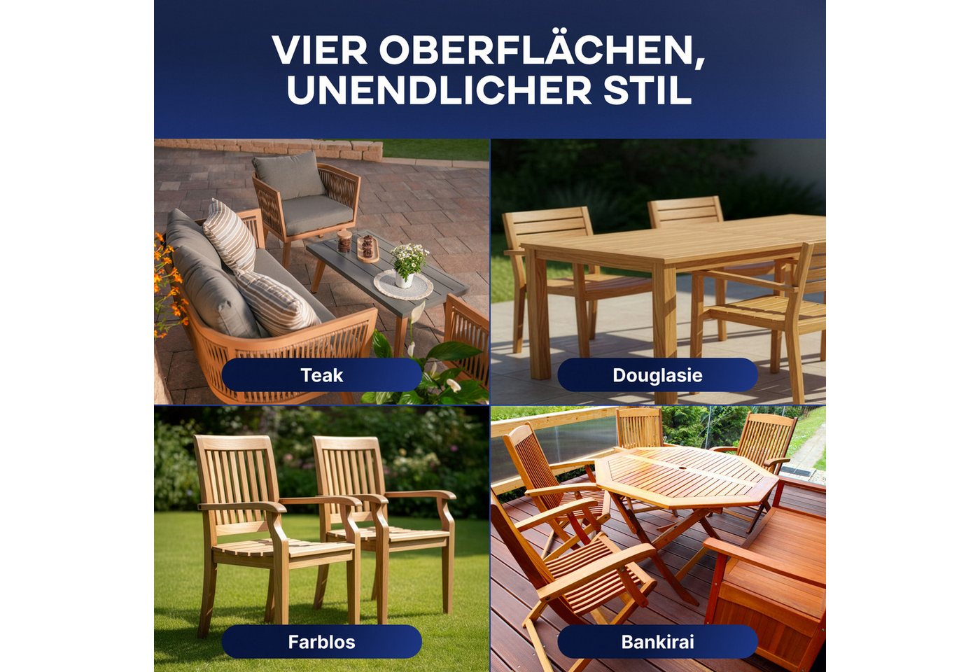plid Holzöl Holzlasur Pflegeöl Holzschutz Imprägnieröl Gartenmöbel Teakholzöl Bild 3