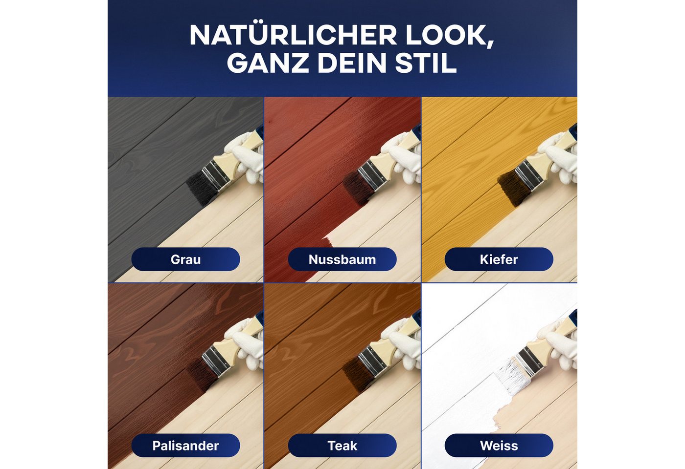 plid Holzschutzlasur Holzlasur Holzschutz Innen/Außen mit UV beständigem Langzeitschutz, Schnelltrocknend