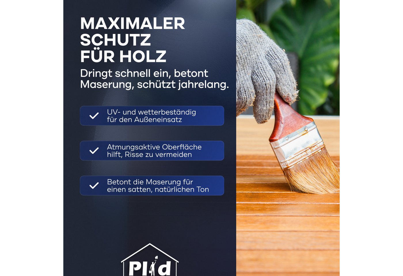 plid Holzschutzlasur Holzlasur Holzschutz Innen/Außen mit UV beständigem Langzeitschutz, Schnelltrocknend Bild 2