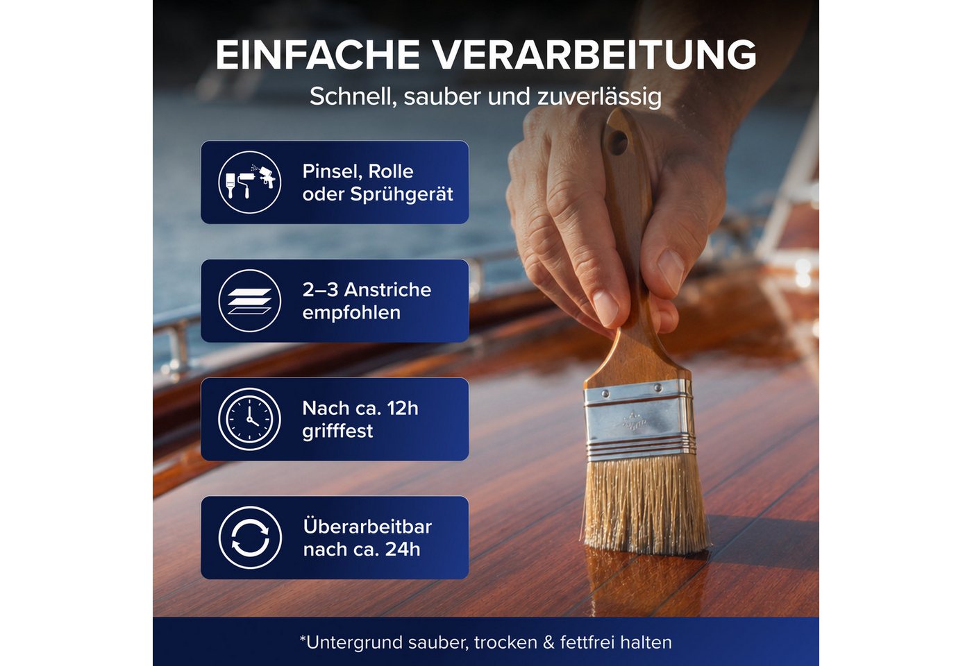 plid Klarlack Premium Bootslack Klarlack Parkettlack Holzlack Anstreichset, Schnelltrocknend Bild 5