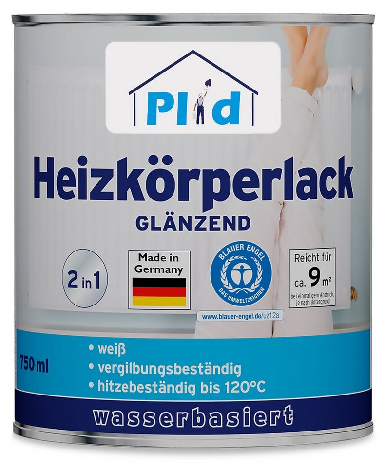plid Heizkörperlack Heizkörperlack LF Thermolack Metalllack Heizkörperfarbe Lack, Schnelltrocknend, verarbeitungsfertig