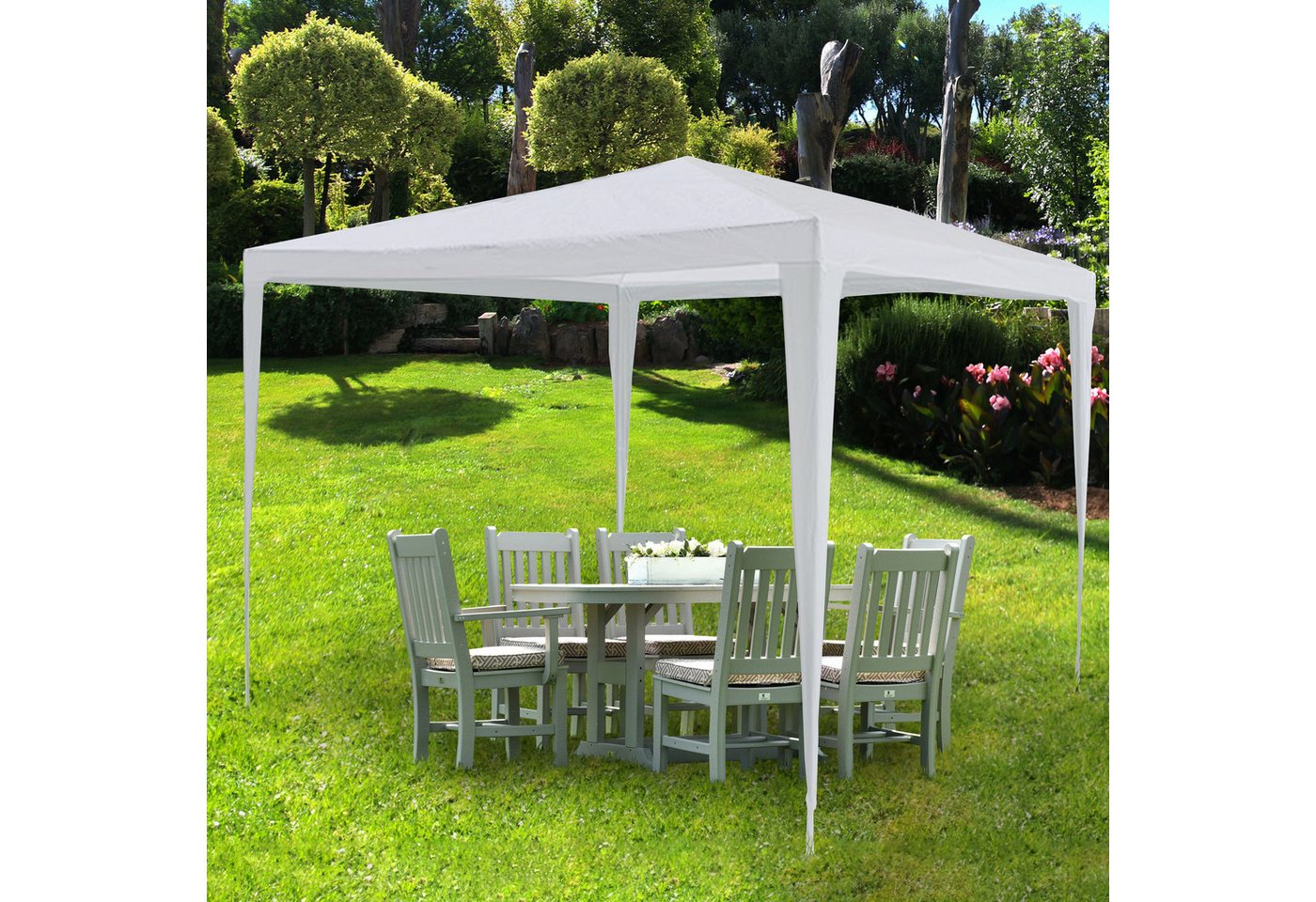 CEPEWA Partyzelt Pavillon Partyzelt 3x2,6x3m weiß PE Plane 90g/m² 4 Seile 8 Heringe