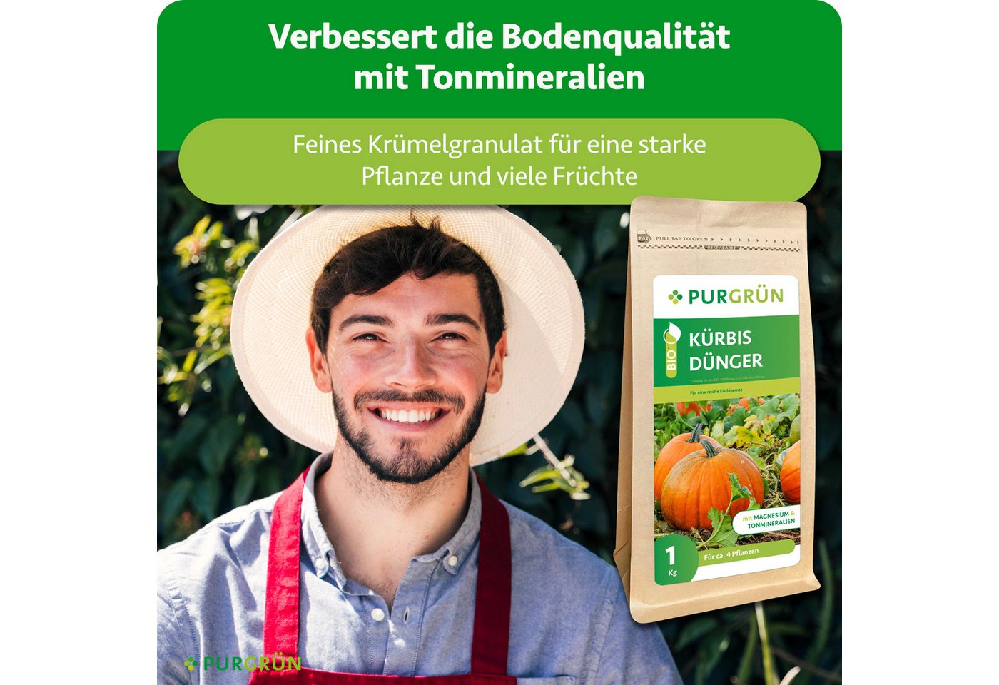 Purgrün Gemüsedünger Bio Kürbis Dünger, NPK 6+3+8, Magnesium, 1 kg, Granulat, 1-St., 1 kg Bild 2