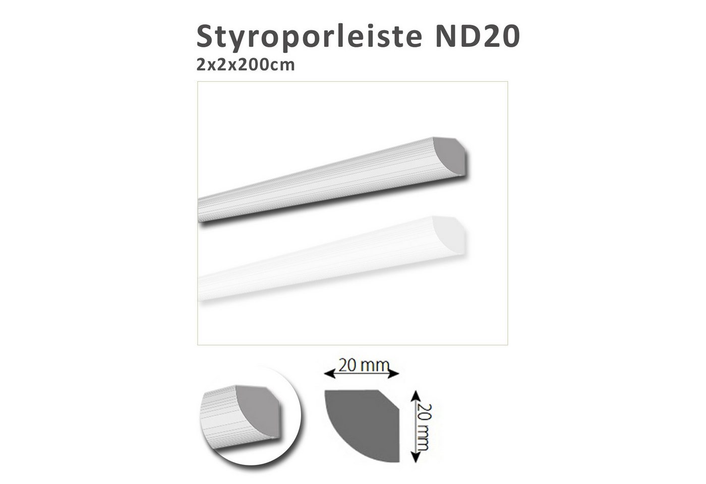 MDEKOR Deckenleiste Styropor-Leisten XPS Stuckleisten Abschlussleiste Weiss Deckenleisten, 8 Meter / 4 Leisten, 4-St. Bild 2