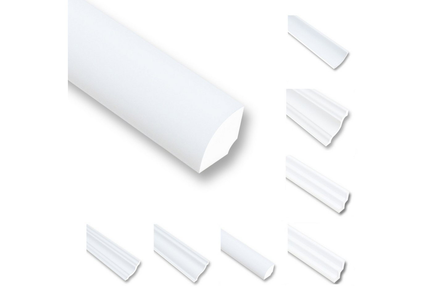 MDEKOR Deckenleiste Styropor-Leisten XPS Stuckleisten Abschlussleiste Weiss Deckenleisten, 8 Meter / 4 Leisten, 4-St. Bild 4