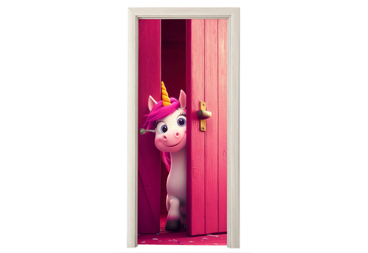 MuchoWow Türtapete Einhorn - Rosa - Tür - Fantasie, Matt, bedruckt, (1 St), Selbstklebende Tapete, Folie für Möbel, 75x205 cm Bild 2