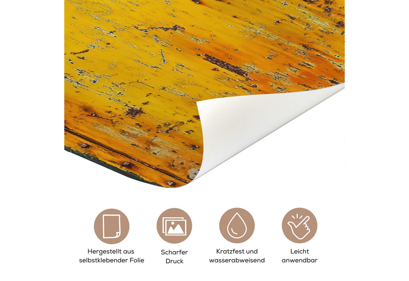MuchoWow Türtapete Rost - Industriell - Gelb - Tür, Matt, bedruckt, (1 St), Selbstklebende Tapete, Folie für Möbel, 75x205 cm Bild 2