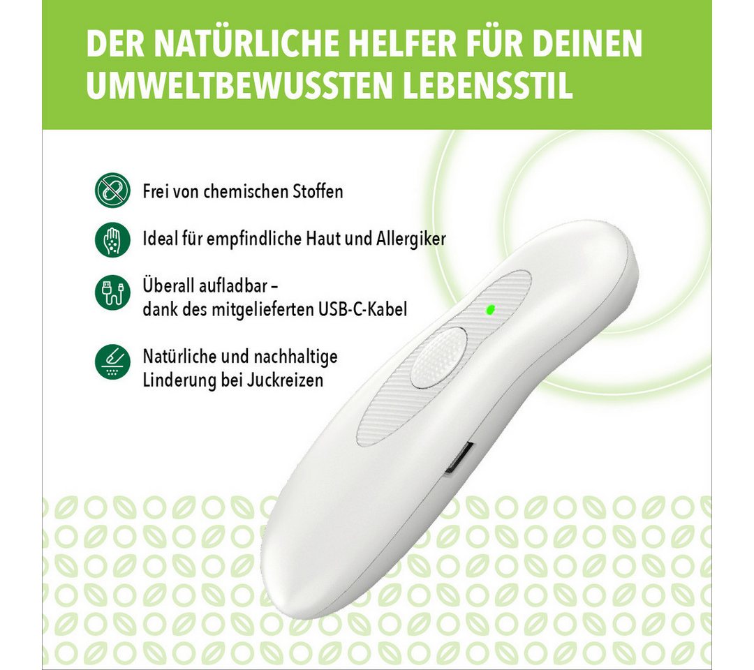 IEA Green Insektenstichheiler USB-C 2er Set - Medizinprodukt, nachhaltig in FSC-Verpackung, Wärmeanwendung ohne Chemie & Cremes, FSC-zertifiziert, 2 Programme Bild 2