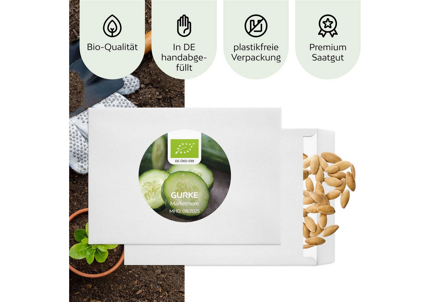 Growgreens Gemüsesamen BIO Gurken Samen (Marketmore) - Salatgurke Saatgut (10 Korn), Gemüse