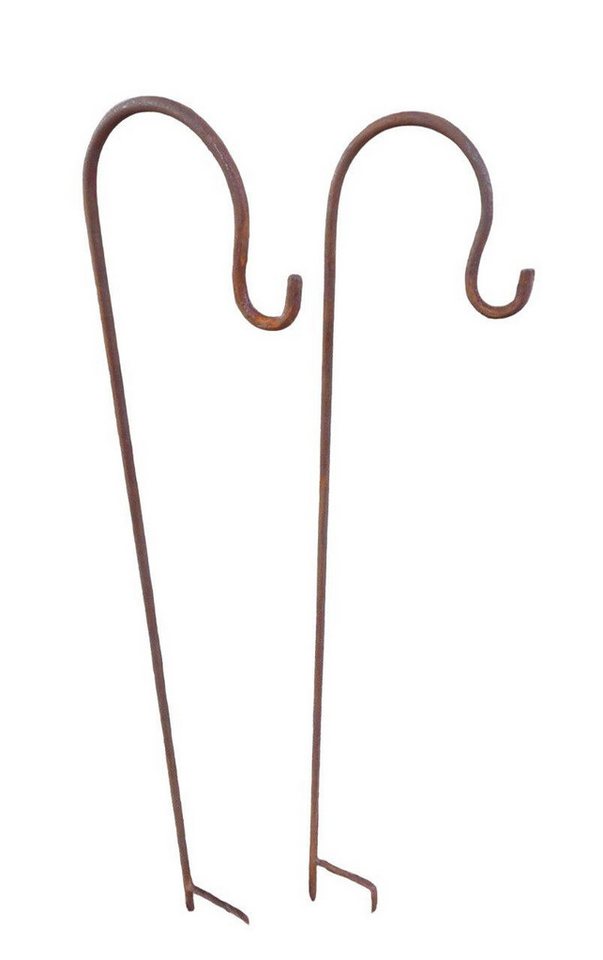 Deko-Impression Gartenstecker 2er-Set Gartenstab m. Haken Laternenhaken u. Doppelspieß Eisen Rost 90 (2-St) Bild 4