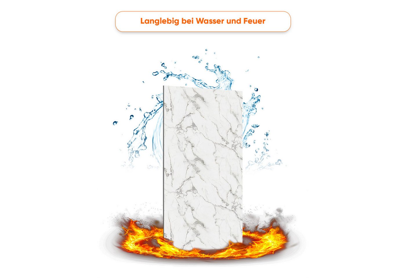IZODEKOR 3D Wandpaneel XXL Marmoroptik PVC – Duschrückwand, Küchenrückwand & Spritzschutz, (wasserfest, hitzebeständig, zuschneidbar, einfache Klebemontage, XXL-Format 122x244 oder 122x260 cm, 1 Paneel, 2,98–3,17 m) Bild 2