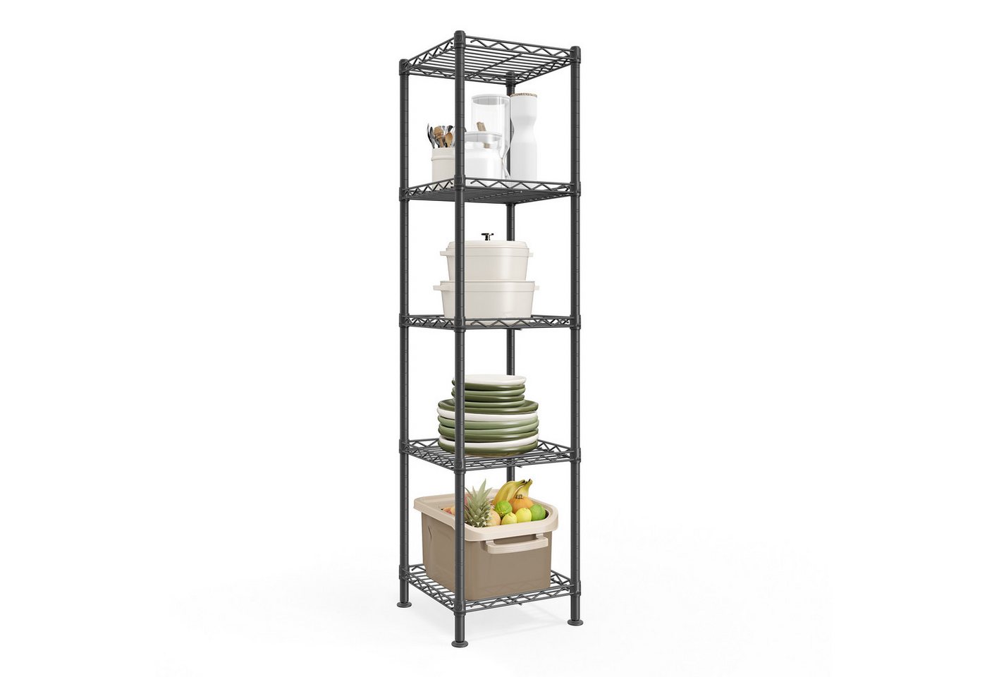 SONGMICS Standregal Regal, Metallregal, höhenverstellbare Ablagen, Aufbewahrungsregal, Standregal für kleine Räume, 5 Ebenen, 30 x 30 x 121 cm Bild 3
