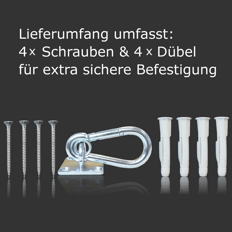 Pferdelinis Befestigungsanker Anbindering Pferd, Karabiner, Anbinder zum Schrauben, (2-tlg), Edelstahl Augplatte 5x5cm, Karabiner 6 cm