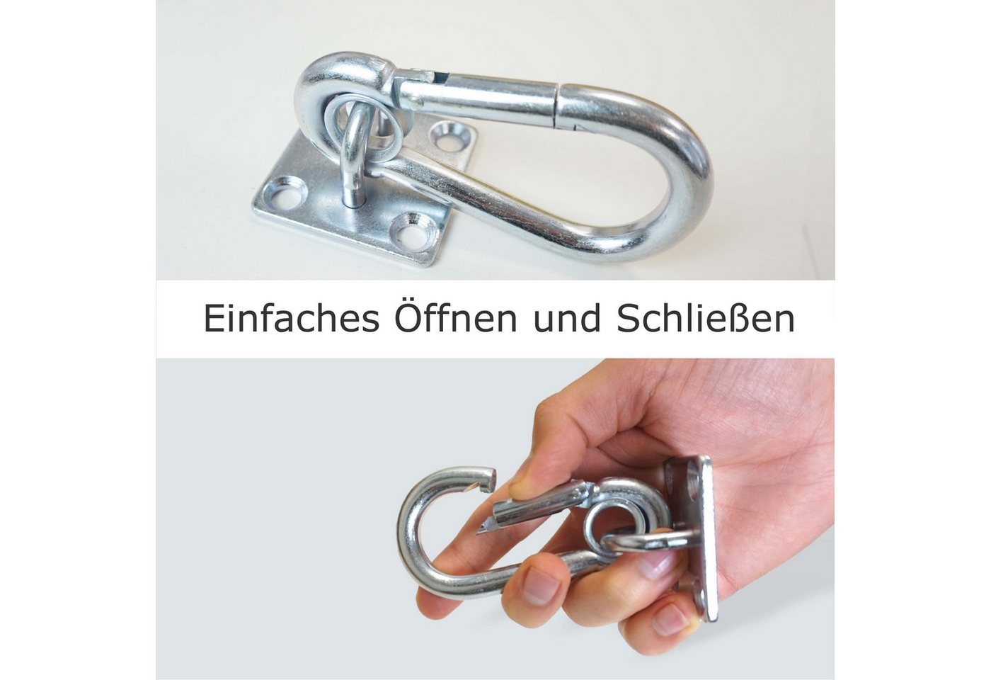 Pferdelinis Befestigungsanker Anbindering Pferd, Karabiner, Anbinder zum Schrauben, (2-tlg), Edelstahl Augplatte 5x5cm, Karabiner 6 cm Bild 2
