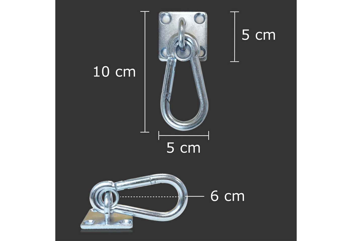 Pferdelinis Befestigungsanker Anbindering Pferd, Karabiner, Anbinder zum Schrauben, (2-tlg), Edelstahl Augplatte 5x5cm, Karabiner 6 cm Bild 5
