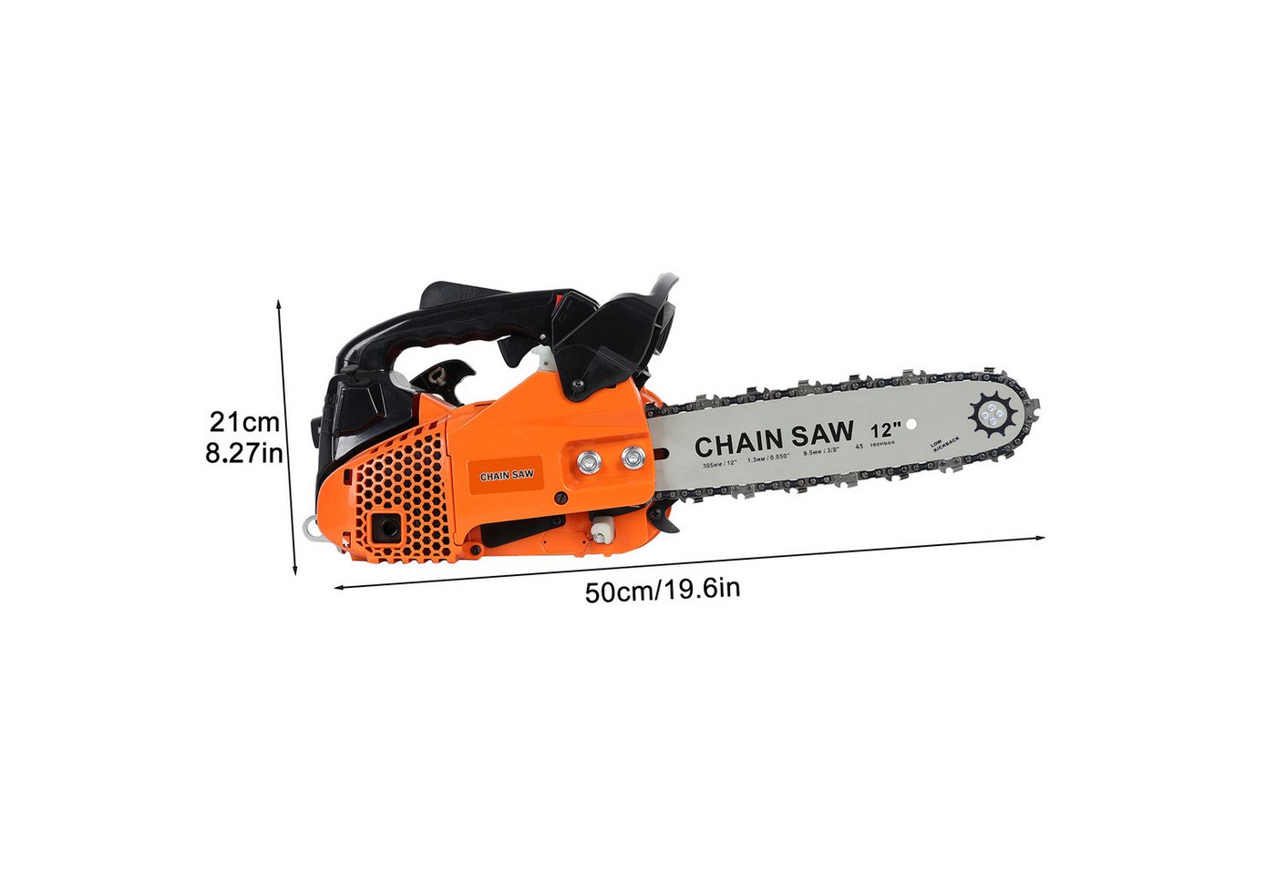 Rutaqian Benzin-Kettensäge Kettensäge 25,4cc 12'' Leicht Motorsäge für Holz und Forstarbeiten, 30 cm Schwertlänge, 0,9kW Leistung bis 9800 U/min