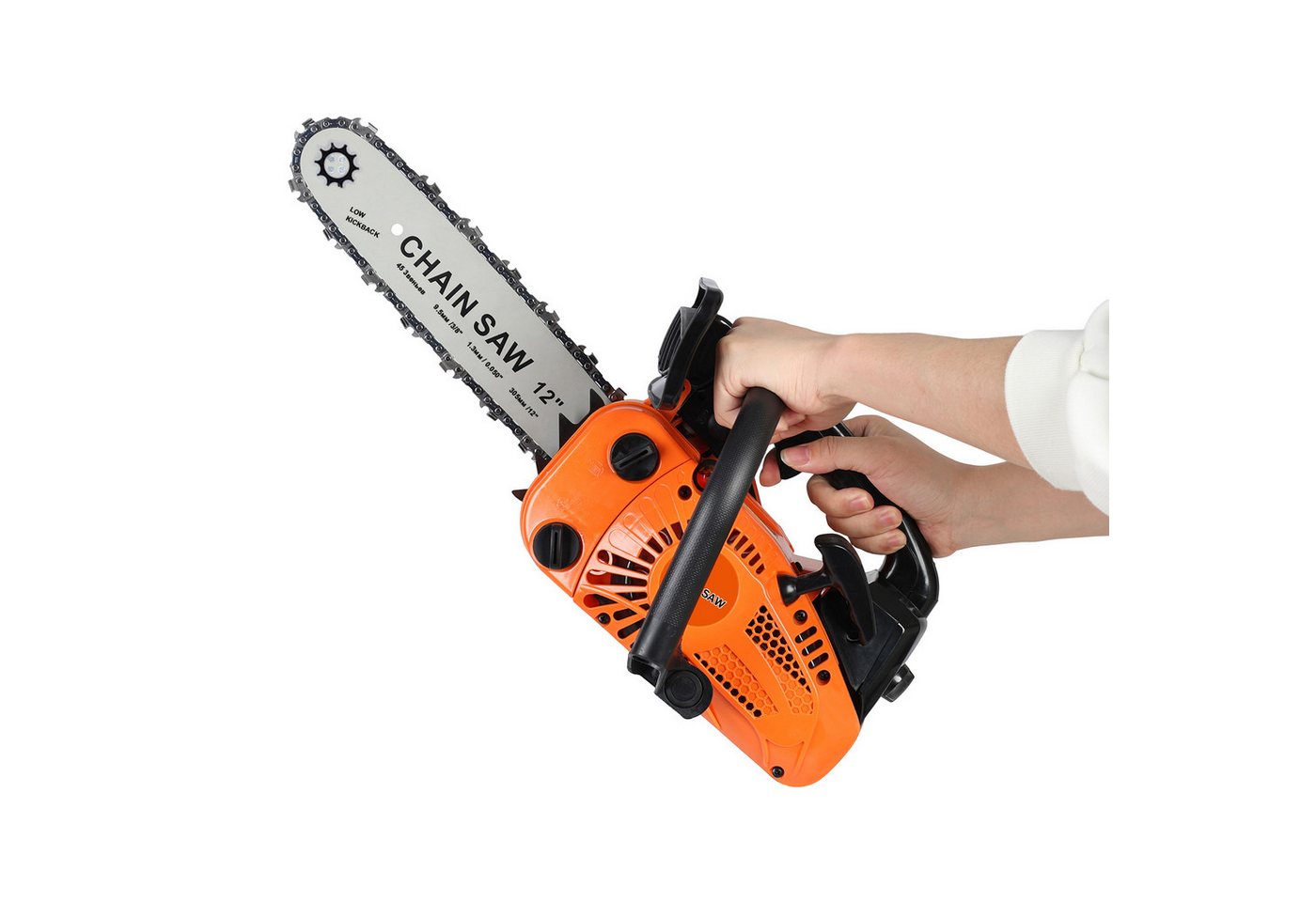 Rutaqian Benzin-Kettensäge Kettensäge 25,4cc 12'' Leicht Motorsäge für Holz und Forstarbeiten, 30 cm Schwertlänge, 0,9kW Leistung bis 9800 U/min Bild 5