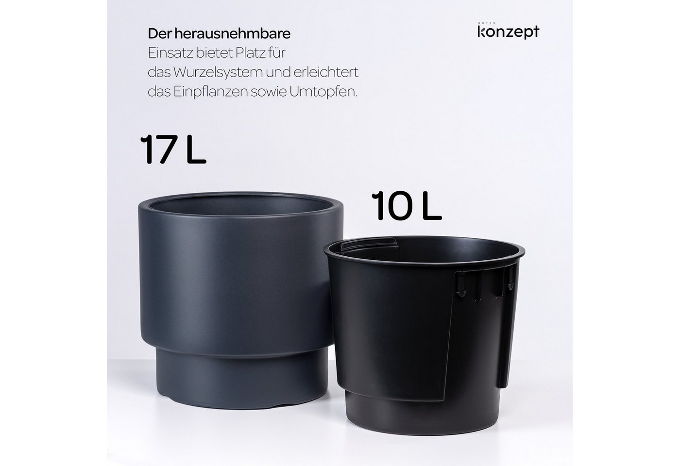 KONZEPT Blumentopf Ø 30 cm, 17 L, aus Kunststoff, mit Einsatz Bild 4