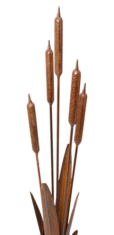 Dekoleidenschaft Gartenfigur "Schilf" Metall Gartendeko mit Edelrost, 91 cm hoch, Schilfgras, Outdoor Rostdeko für Draußen