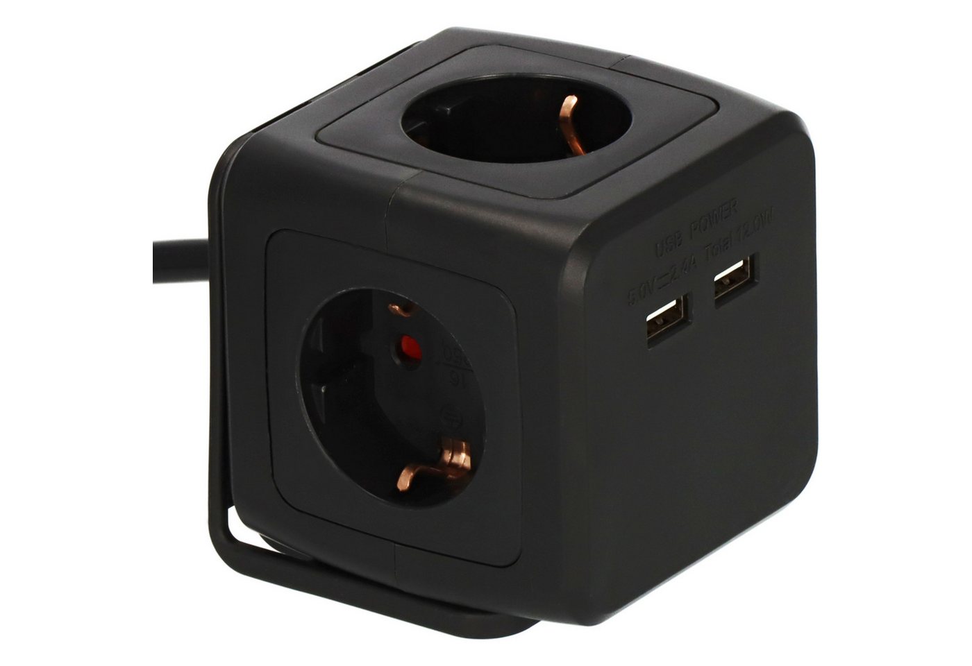 Brennenstuhl Steckdosenwürfel 4-fach mit 2x USB, 1,4m Kabel Mehrfachsteckdose 4-fach (Kabellänge 1.4 m) Bild 2