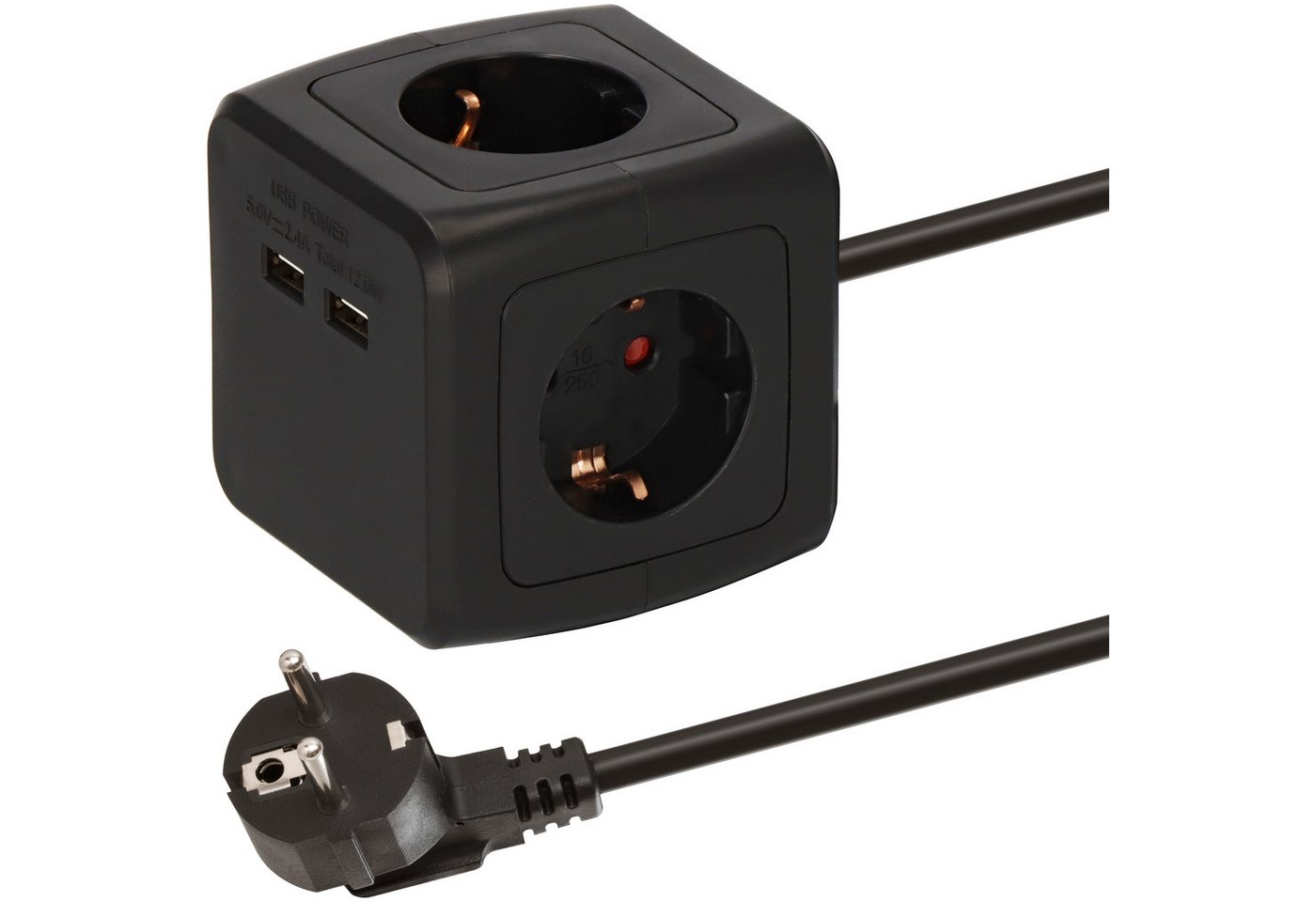 Brennenstuhl Steckdosenwürfel 4-fach mit 2x USB, 1,4m Kabel Mehrfachsteckdose 4-fach (Kabellänge 1.4 m) Bild 5