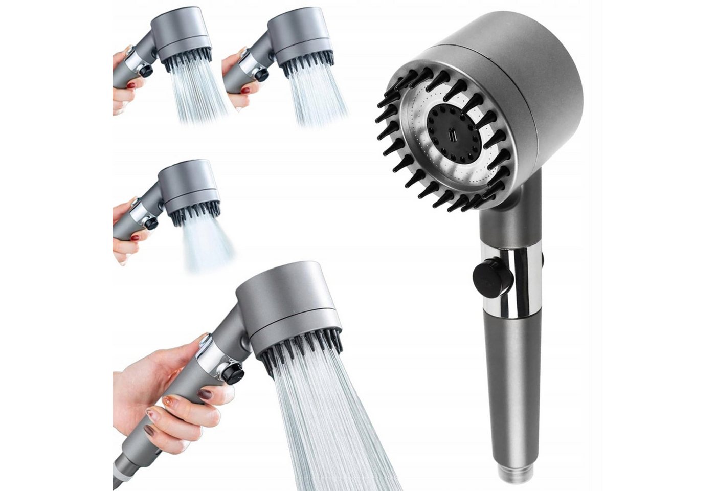 Verkgroup Handbrause Handbrause 3 Modi mit Filter und STOP-Taste wassersparende Dusche, (Handbrause 3 Strahlarten mit Wasserfilter und STOP-Taste, Handbrause mit Filter, 3 Strahlarten und STOP-Taste), 3 Modi, Filter, STOP-Taste, ergonomischer Griff Bild 5