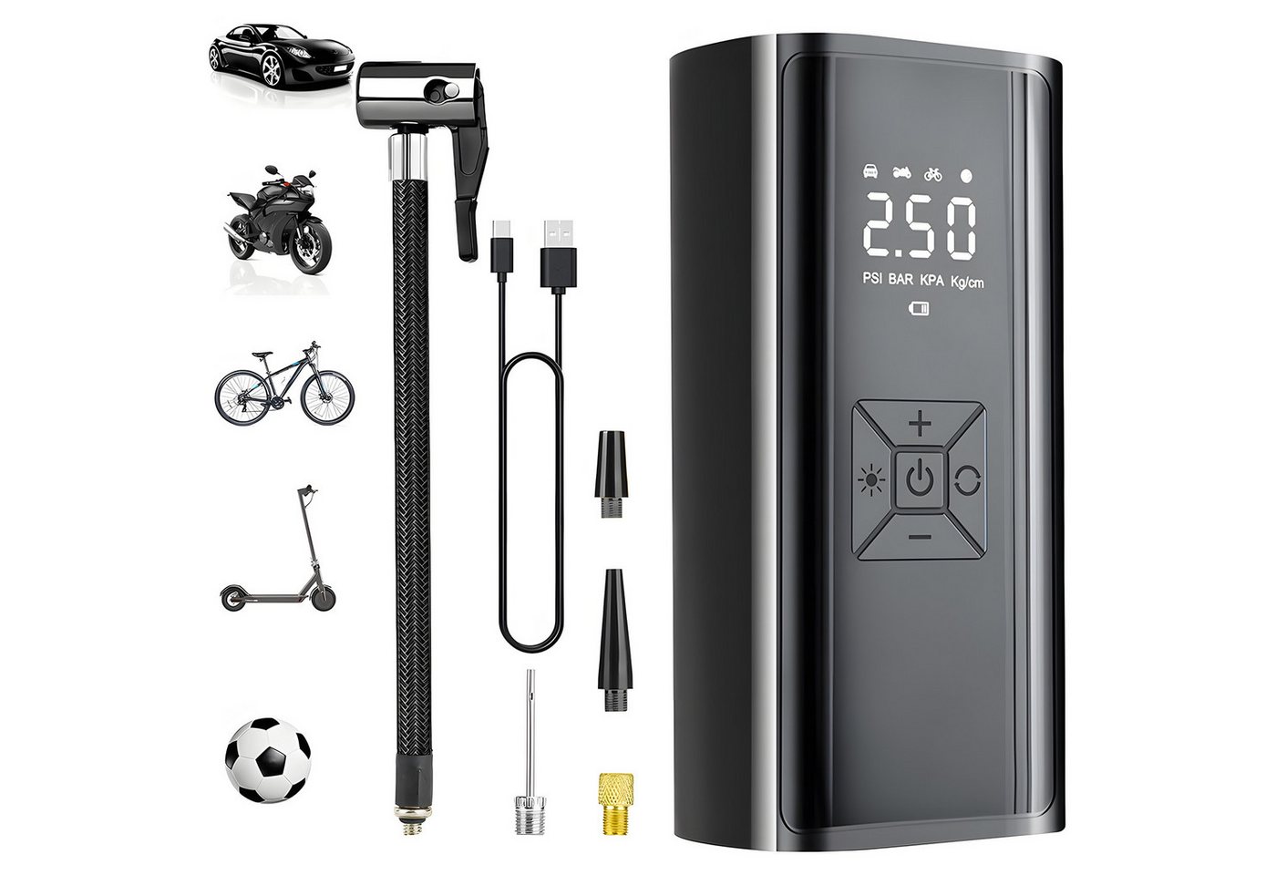 AKKEE Akku-Luftpumpe Elektrische Luftpumpe 6000mAh für Auto, Motorrad, Fahrrad, Bälle, 150PSI Elektrischer Kompressor Tragbar Fahrradpumpe Bild 2