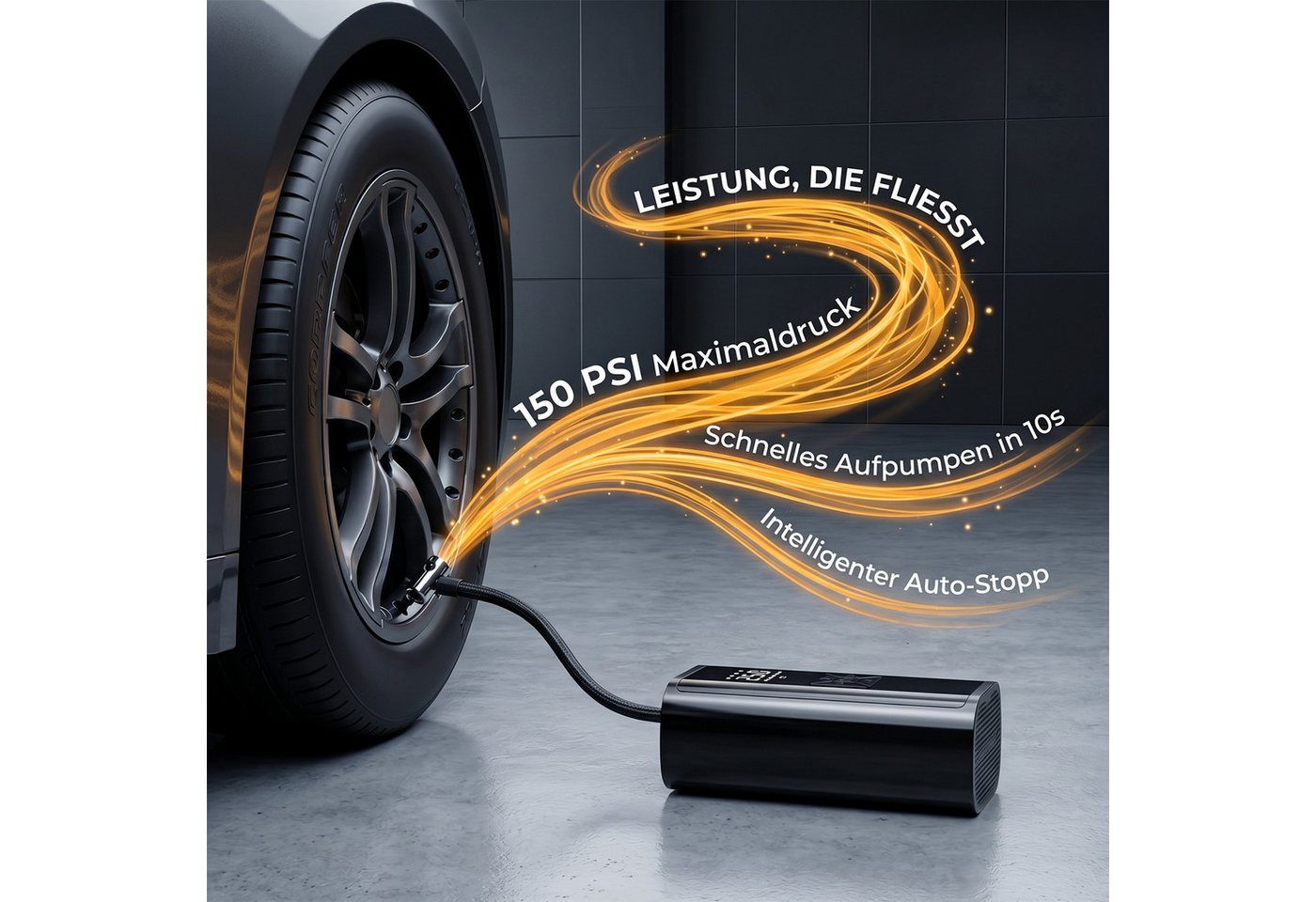 AKKEE Akku-Luftpumpe Elektrische Luftpumpe 6000mAh für Auto, Motorrad, Fahrrad, Bälle, 150PSI Elektrischer Kompressor Tragbar Fahrradpumpe Bild 3