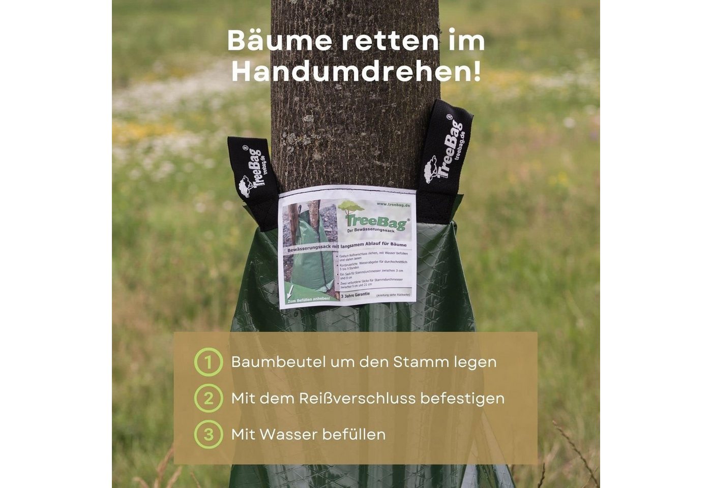 treebag Bewässerungssystem treebag Bewässerungssack Bewässerungssystem aus PVC, für Bäume ca. 75l, (2-tlg), PVC-Folie