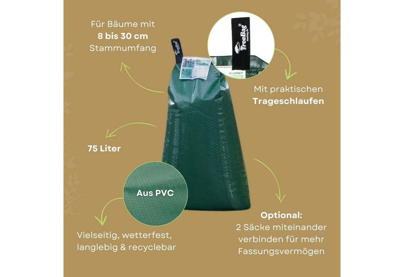 treebag Bewässerungssystem treebag Bewässerungssack Bewässerungssystem aus PVC, für Bäume ca. 75l, (2-tlg), PVC-Folie Bild 2