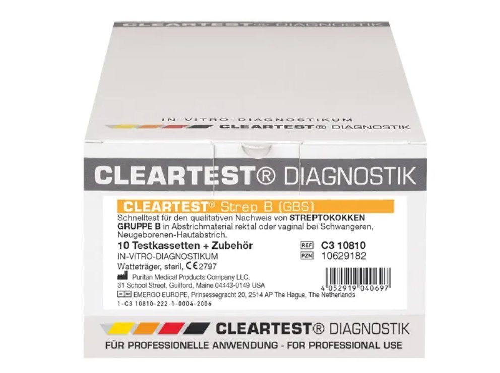 CLEARTEST Streptokokken-Schnelltest Strep B-Test ein qualitativer immunologischer Schnelltest, Neugeborenen-Infektionsdiagnose, 10-tlg., Geburtsvorbereitung, Immunologischer Test, Schwangerschaftsvorsorge, Schnelltest für Streptokokken