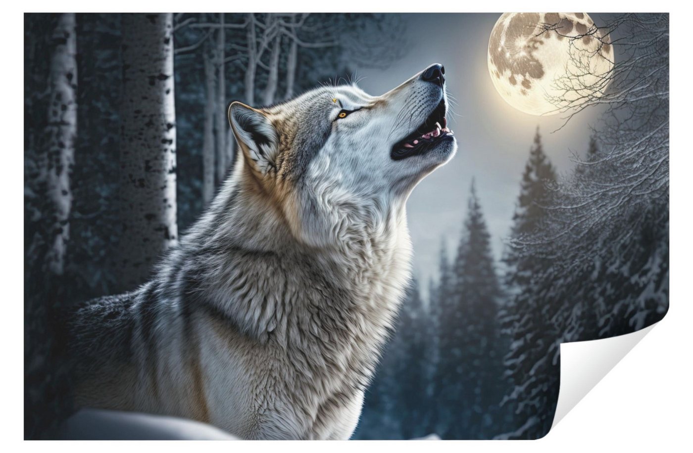 Wallarena Fototapete Wolf Wald - Mehrfarbig - Modern - Vlies - Wohnzimmer, glatt, (7 St), 350x250cm Bild 5