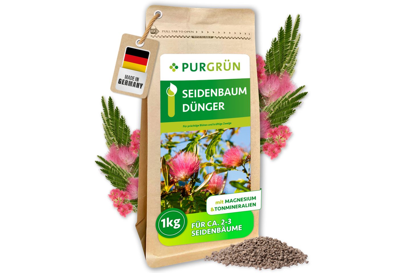 Purgrün Gartendünger Seidenbaum Dünger mit extra Magnesium und NPK 9+4+8, 1 kg, Granulat, 1-St., 1 kg Bild 2