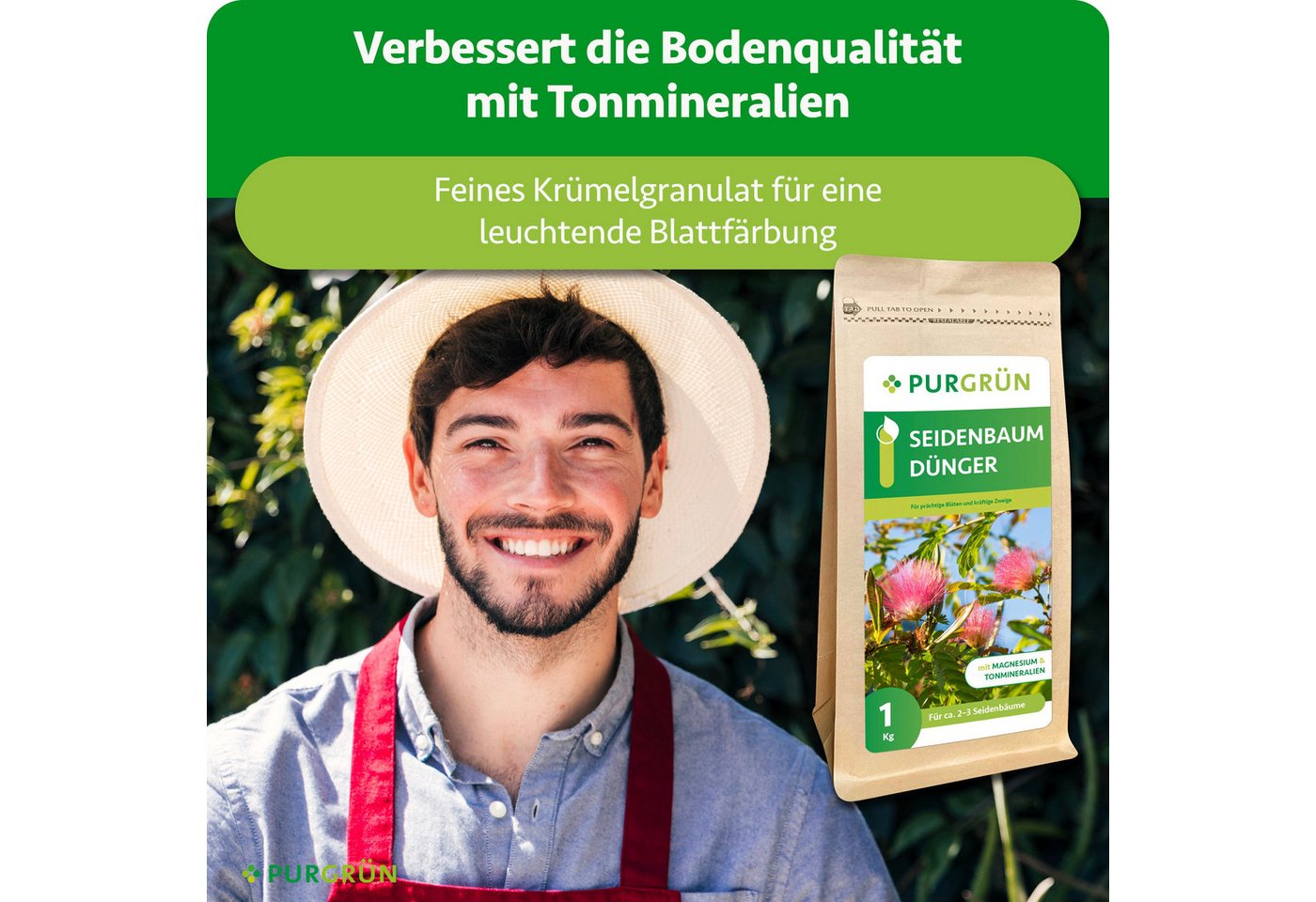 Purgrün Gartendünger Seidenbaum Dünger mit extra Magnesium und NPK 9+4+8, 1 kg, Granulat, 1-St., 1 kg Bild 3