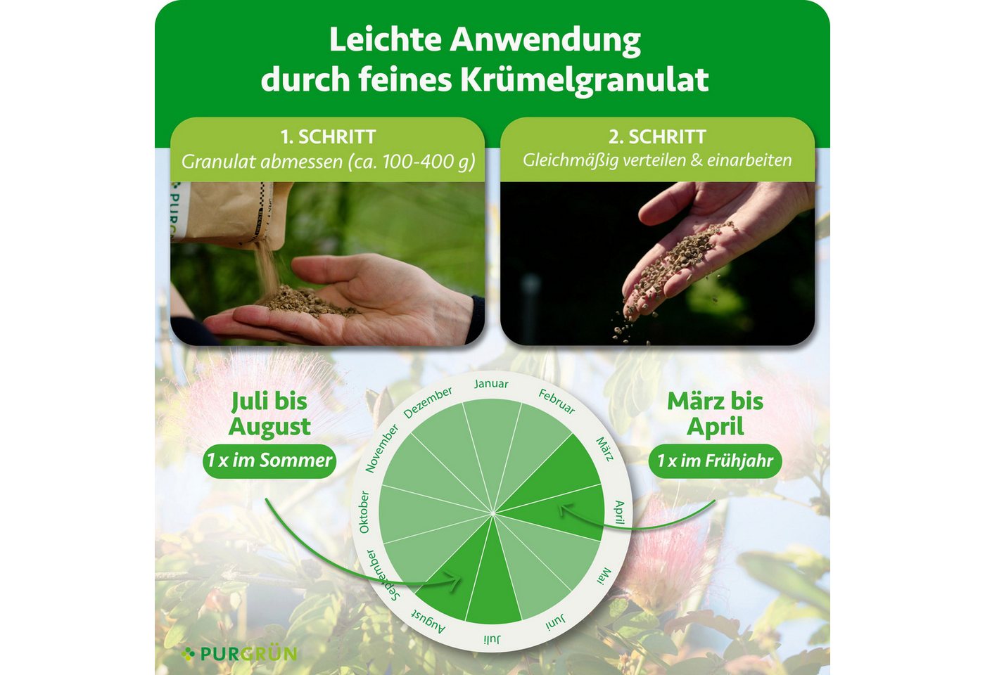Purgrün Gartendünger Seidenbaum Dünger mit extra Magnesium und NPK 9+4+8, 1 kg, Granulat, 1-St., 1 kg Bild 4