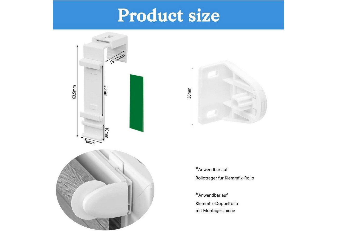 LuxusKollektion Rollladenaufhängung Klemmfix Halterung 8 Stk Klemmhalter lang für Klemmfix Bild 5