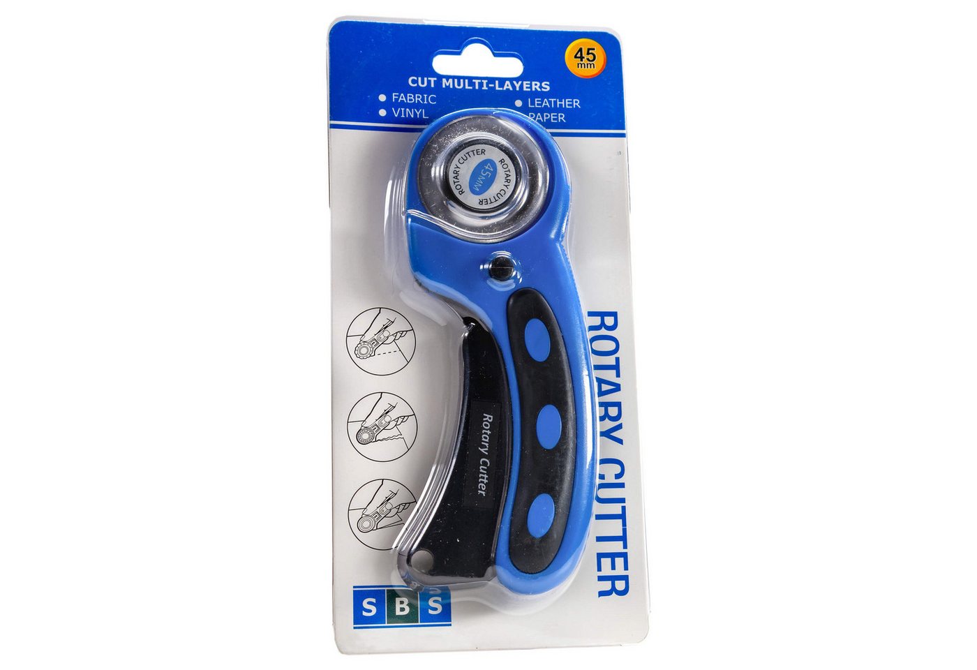 SBS Schlößer Baustoffe Cuttermesser Rollschneider 45mm Rundklinge Rollmesser Stoff Papier Leder Latex, sehr scharfe Rundklinge 45mm Bild 2