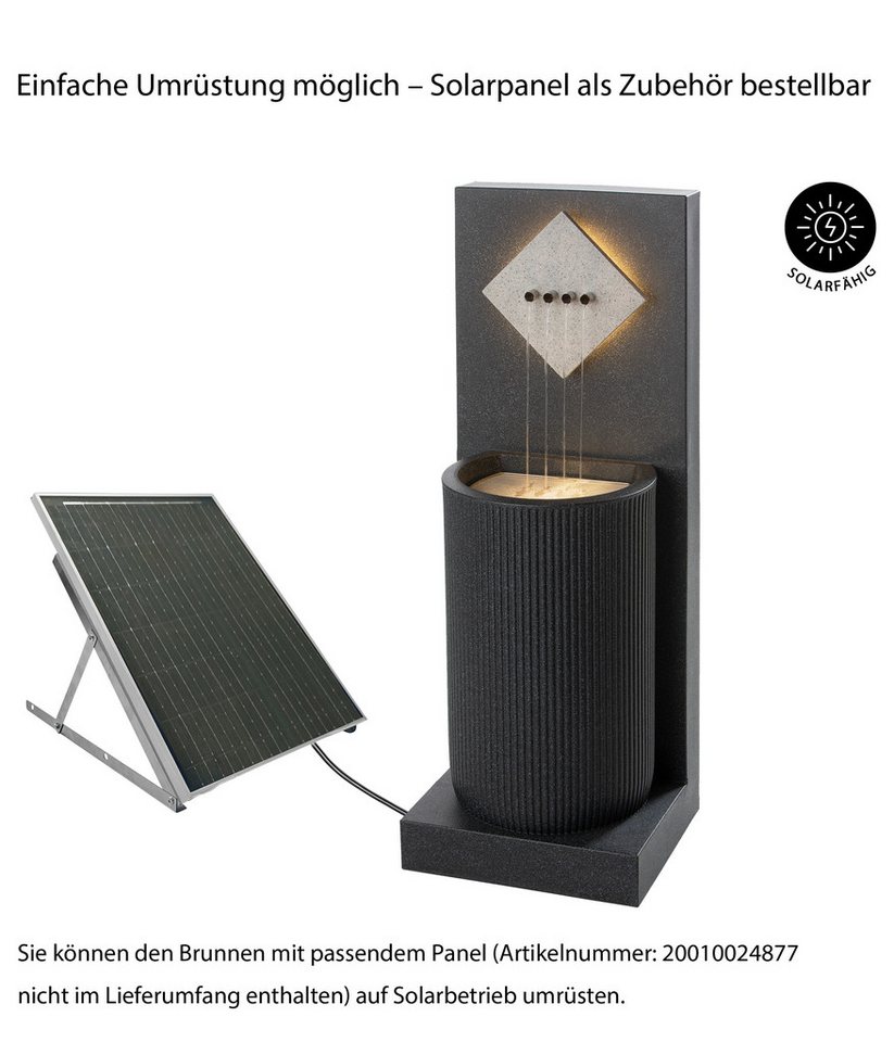 Dehner Gartenbrunnen Triton mit LED Beleuchtung, solarfähig, 96.5 x 36.5 x 33.5 cm, 36,5 cm Breite, wetterbeständiges Polyethylen für den Außenbereich