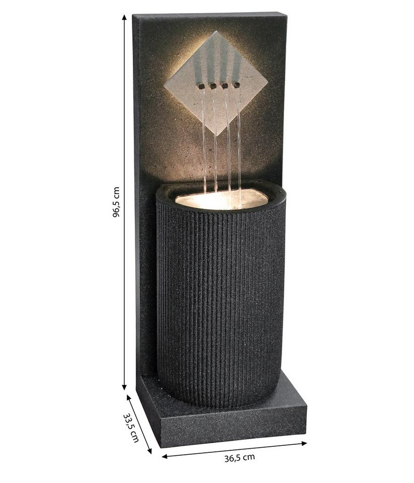 Dehner Gartenbrunnen Triton mit LED Beleuchtung, solarfähig, 96.5 x 36.5 x 33.5 cm, 36,5 cm Breite, wetterbeständiges Polyethylen für den Außenbereich Bild 4
