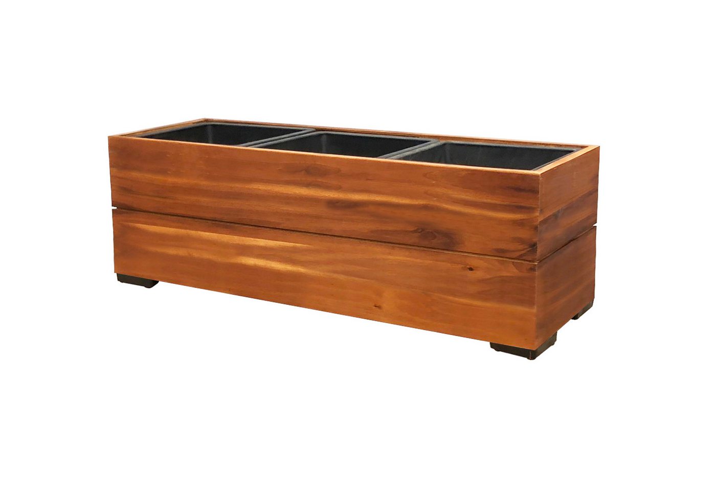 dasmöbelwerk Pflanzkübel Pflanzgefäß Pflanzkasten Blumenkasten Akazienholz 28x79 cm mit Einsatz Bild 2