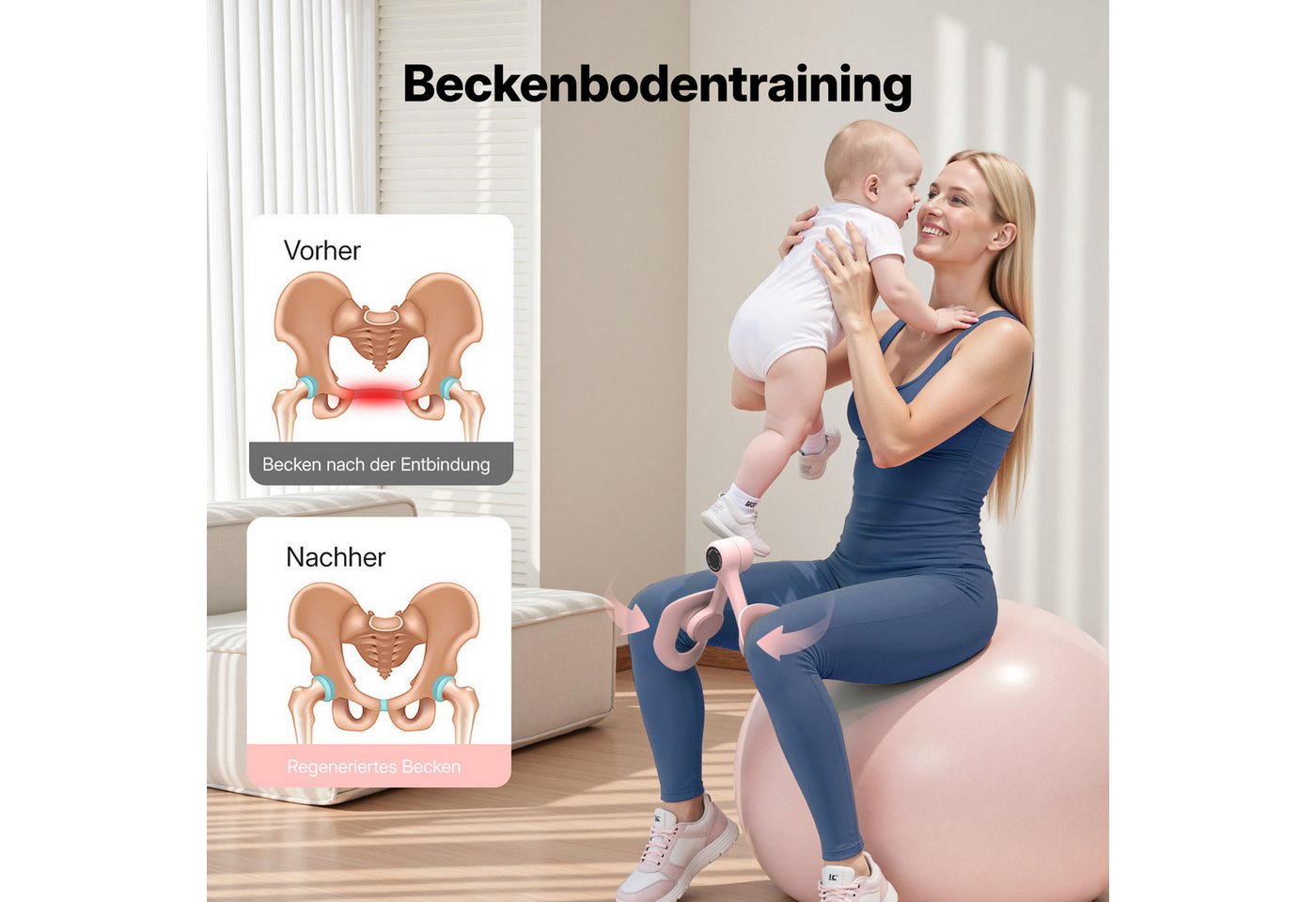 MERACH Beckenbodentrainer zur Stärkung der Tiefenmuskulatur, Multifunktionales Beintrainer Set mit Widerstandsband, 1-tlg., Gezieltes Training bei Blasenschwäche & für den Beckenboden, Für mehr Muskelkraft im Alltag durch einfaches Heimtraining Bild 3