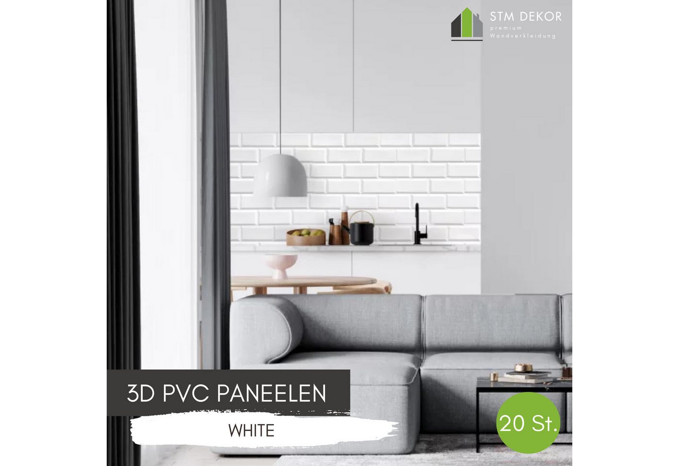 STM Company 3D Wandpaneel 3D-Wandpaneele PVC, Ziegel Optik, 1-20 Platten - 0.5-10 m², (20-tlg) Für Wohnzimmer, Küche & Bad, Einfache DIY-Montage Bild 4