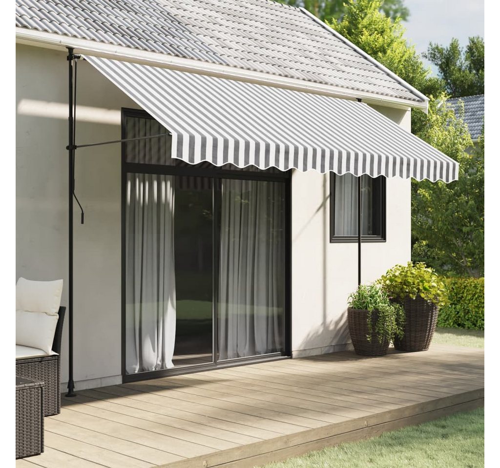 furnicato Markise Markisenvolant 330 x 20 cm in Anthrazit und Weiß, wasserfest und