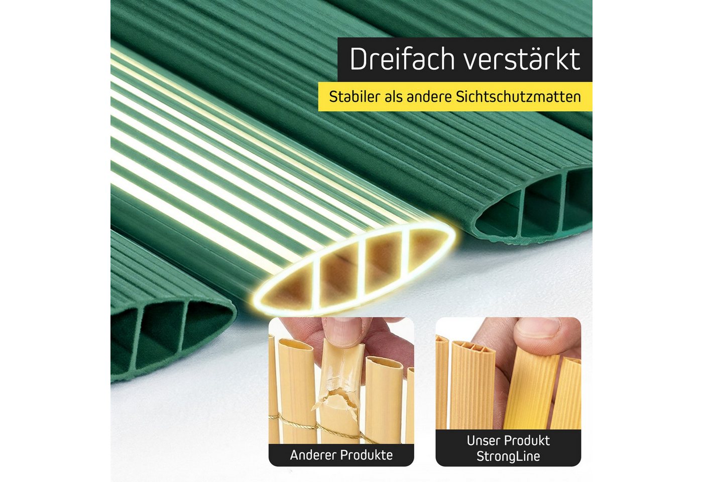 paramondo Sichtschutzzaunmatten PVC Sichtschutzmatte StrongLine, 60 x 300 cm, grün, (1-St), langlebig, witterungsbeständig, pflegeleicht Bild 2