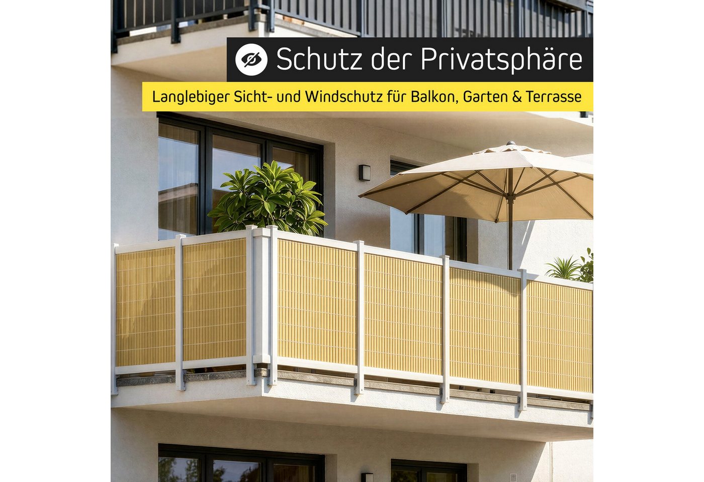 paramondo Sichtschutzzaunmatten PVC Sichtschutzmatte StrongLine, 60 x 300 cm, bambus, (1-St), langlebig, witterungsbeständig, pflegeleicht Bild 2