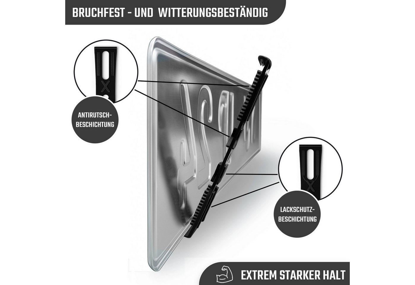 L & P Car Design Kennzeichenhalter für Auto rahmenlos universell unsichtbar, (2 Stück) Bild 4