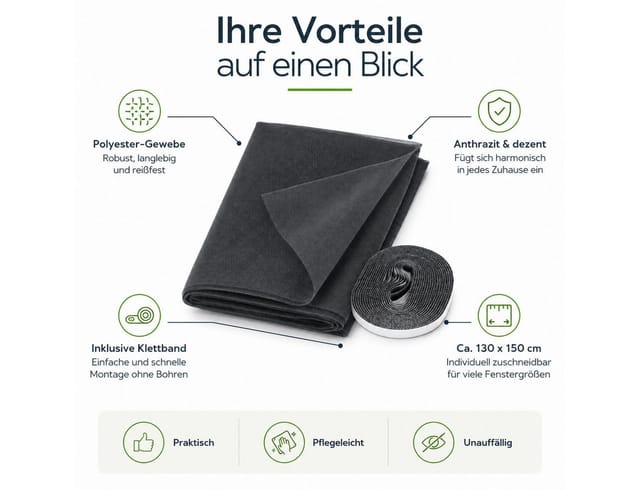 Testrut Fliegengitter-Gewebe Fliegengitter 130 x 150 cm Anthrazit mit Klettband, (1-St)