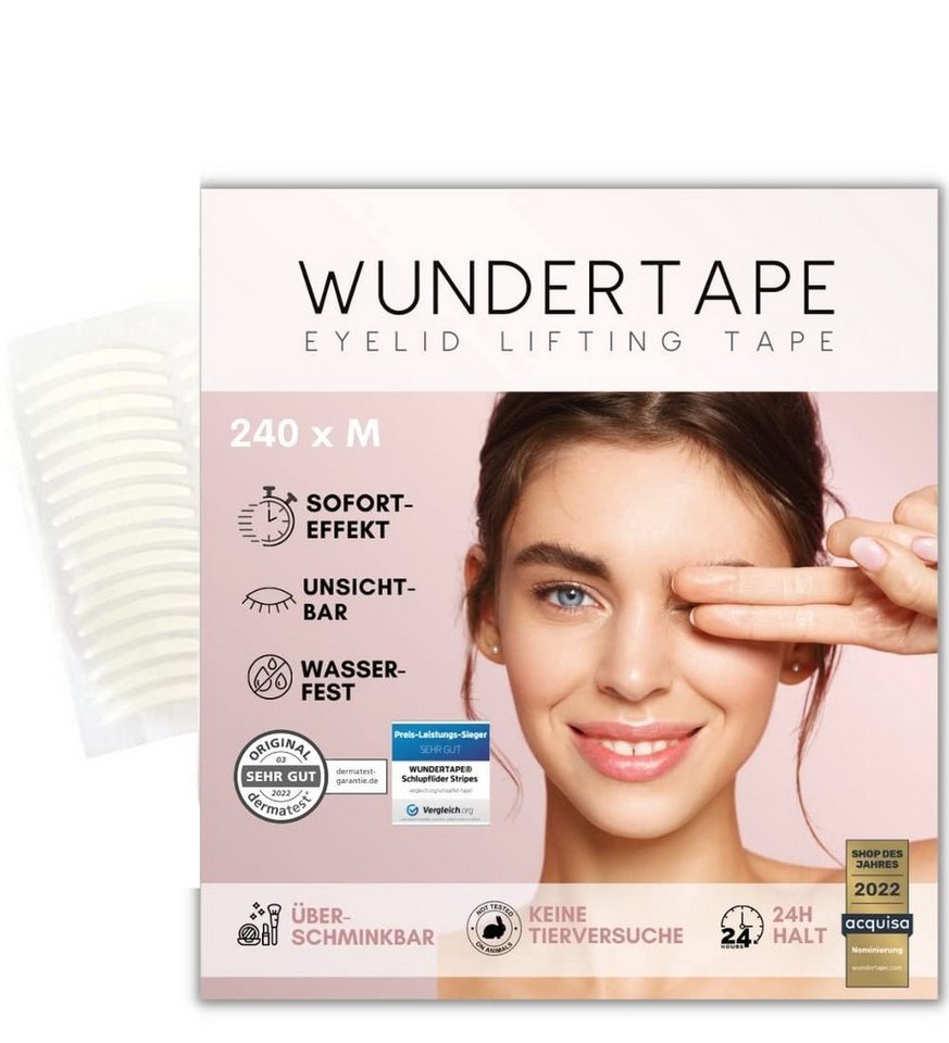 WUNDERTAPE Augenlid-Tape Wundertape Schlupflider Stripes für Augenlid-Lifting ohne OP (Packung, 240-St) unsichtbar, Schlupflid Tape, Schlupflider Stripes unsichtbar